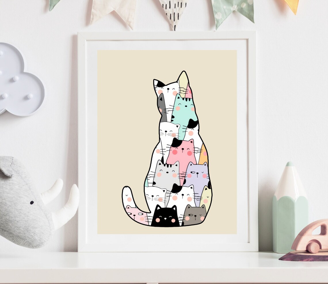 Funny Cat Silhouette, Minimalist Cat Art - Image 3
