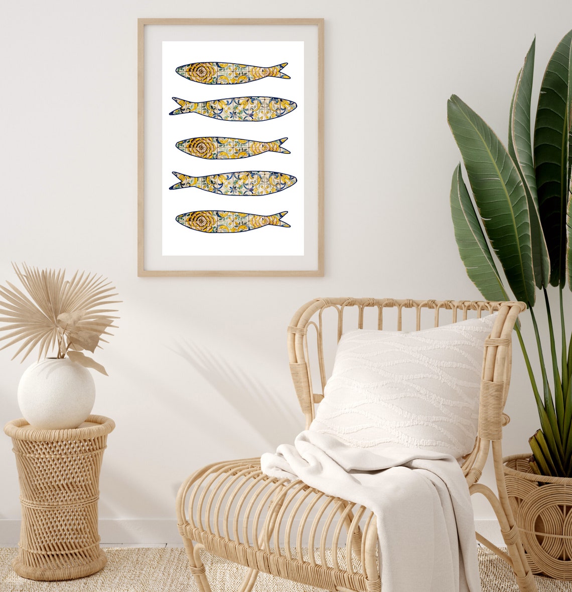 Portugal Boho Sardine Tile Art Print, Azulejo Style - Image 3