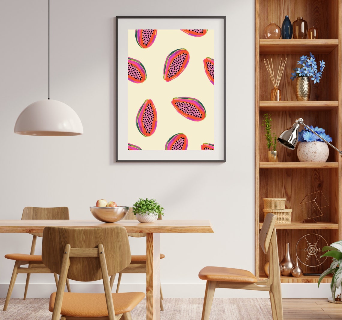 Papaya Fruit Kitchen Wall Art Print, Tropical Decor - Image 2