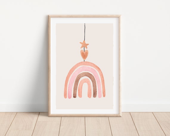Boho Minimalist Rainbow Nursery Wall Art Print