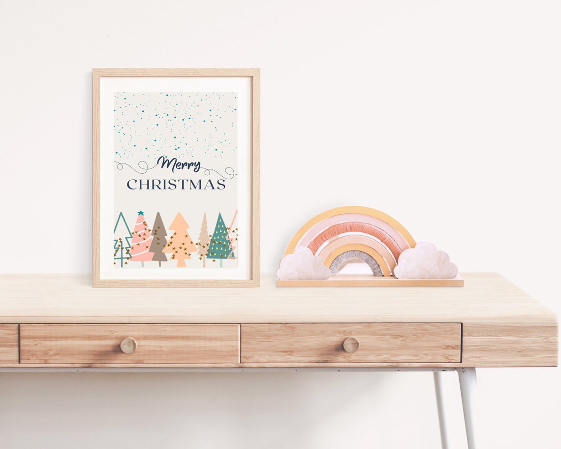 Boho Merry Christmas Tree, Holiday Nursery Poster - Image 2