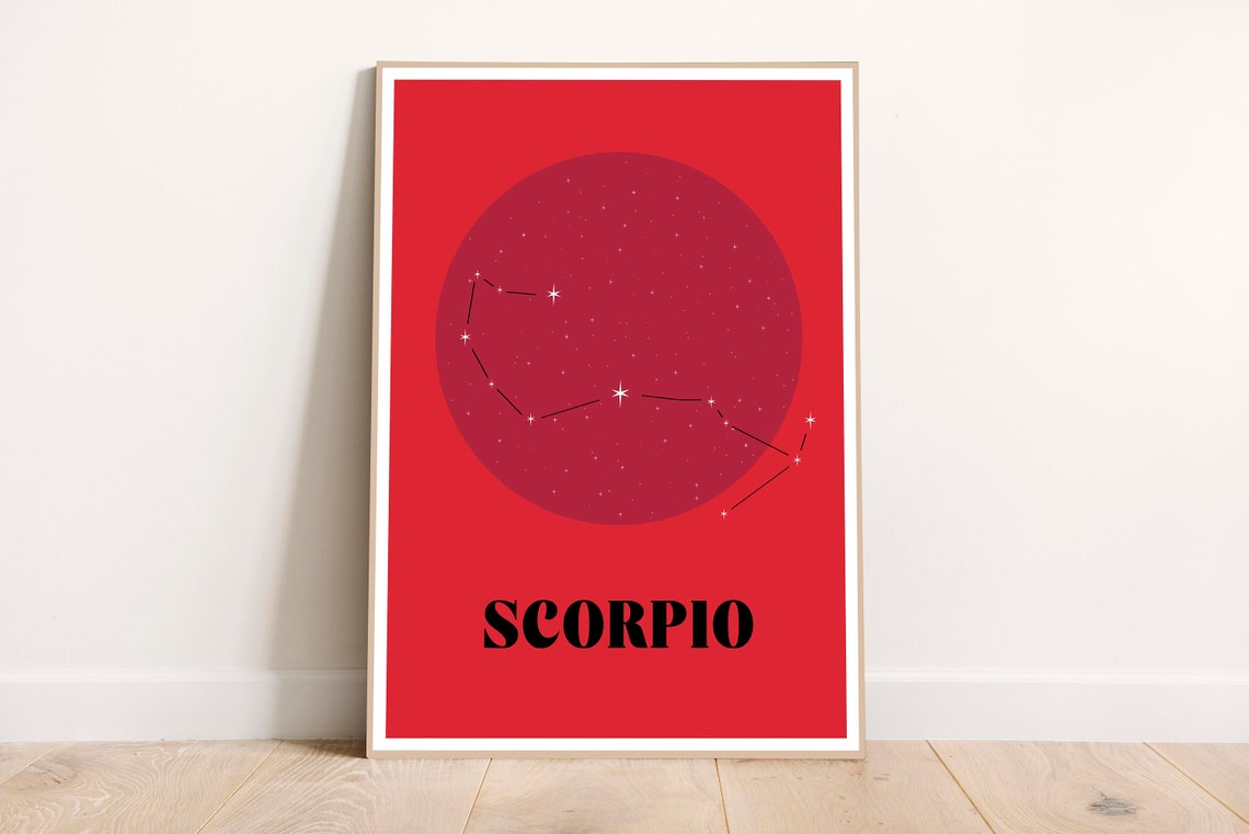 Scorpio Zodiac Constellation Bold Red Star Sign Astrology Poster