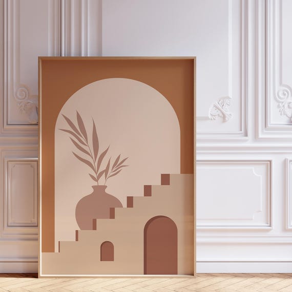 Terracotta Abstract Wall Art Print Minimalist Mediterranean Decor