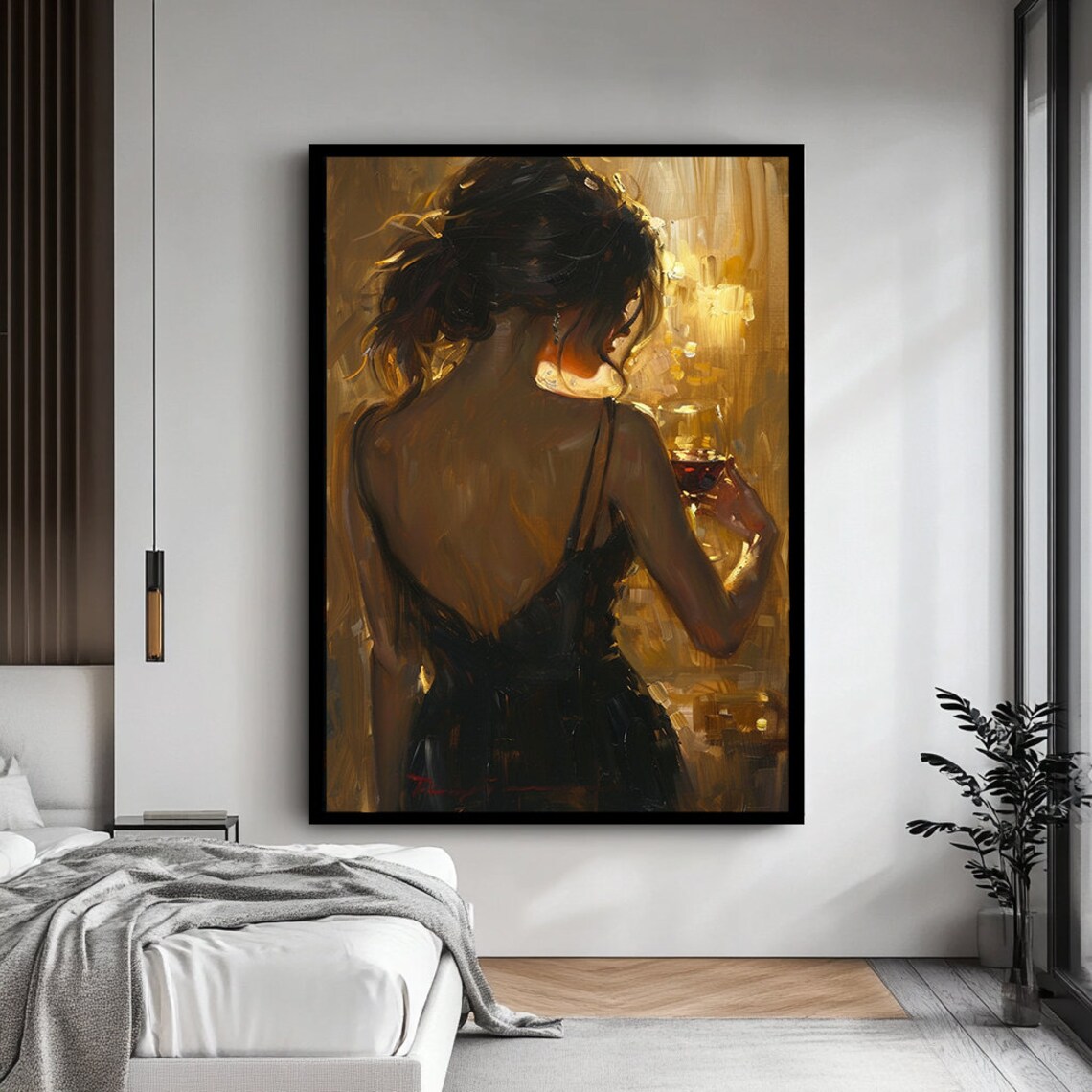 Woman Holding Glass, Modern Glamour Wall Art Print - Image 4