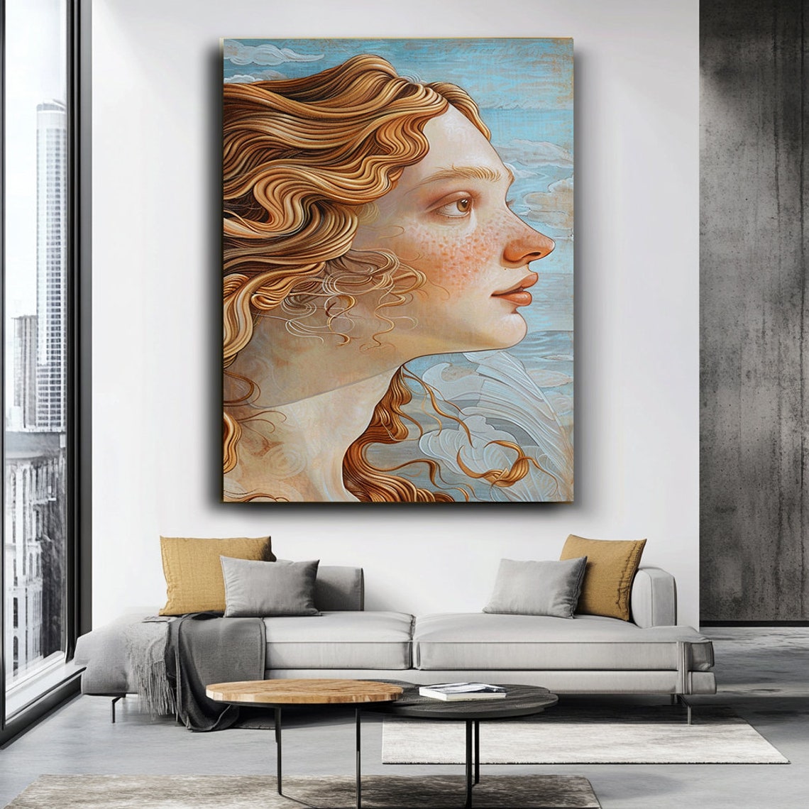 Botticelli Venus Style Profile Flowing Hair Classic Art Poster - Image 3