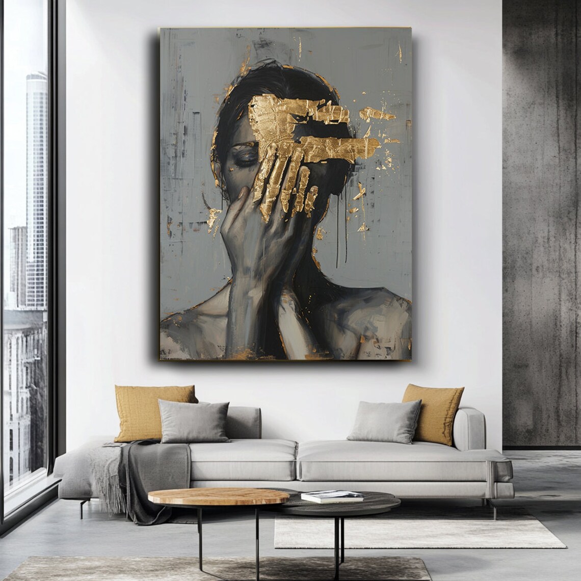 Abstract Woman, Modern Black and Gold Art Print - Image 3