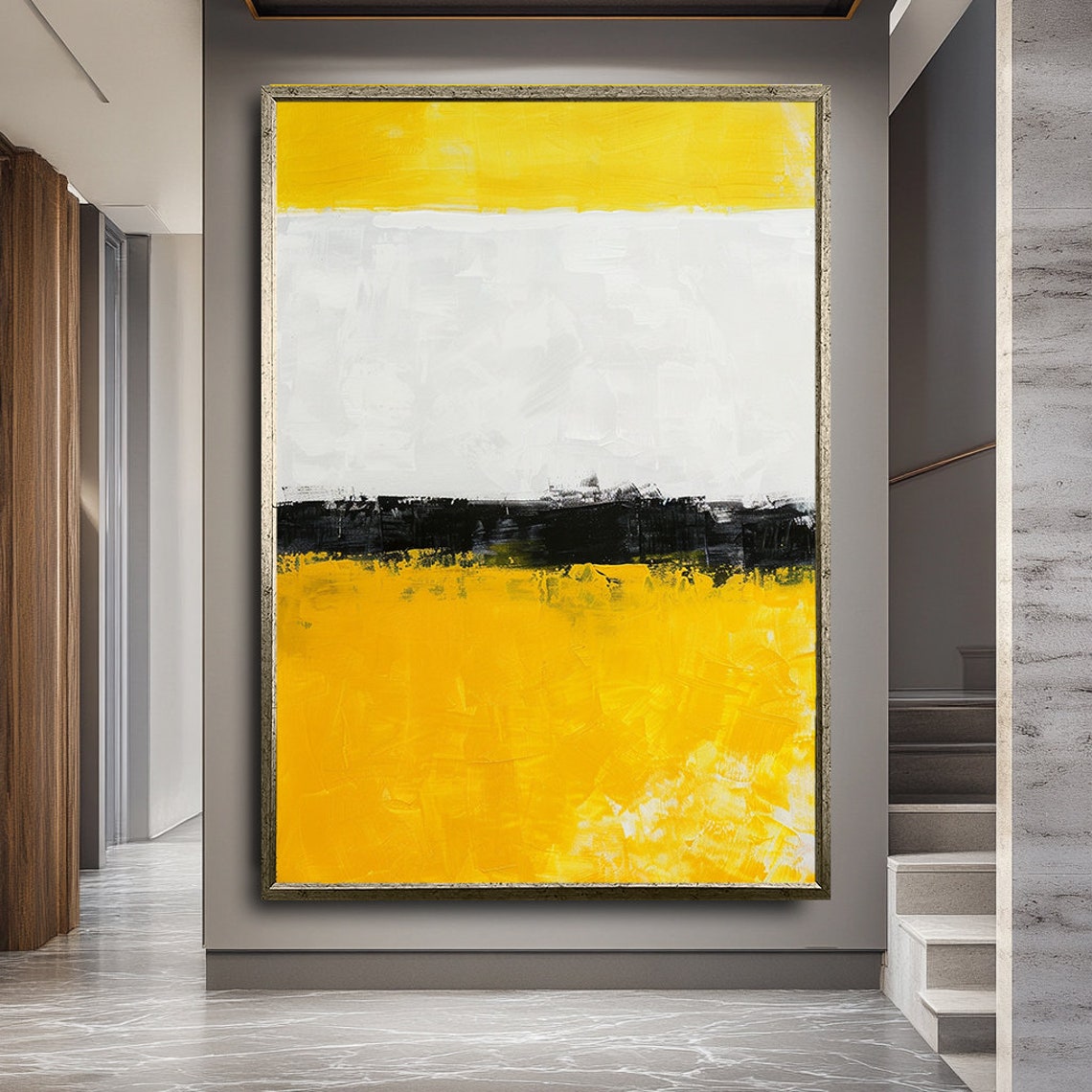 Mark Rothko Inspired Yellow White Black Abstract Colorfield Poster - Image 4