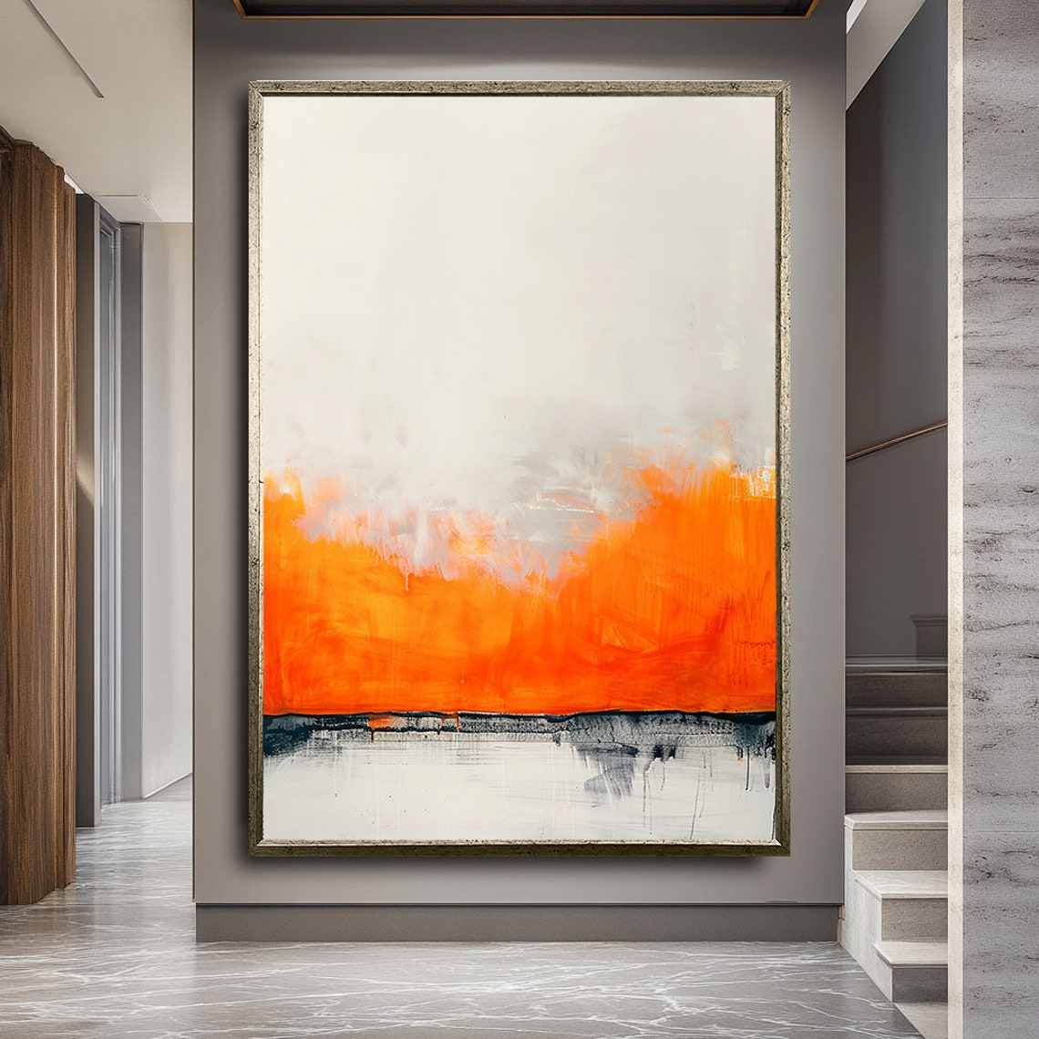 Rothko Inspired Abstract Orange White Minimalist Modern Art Poster - Image 3