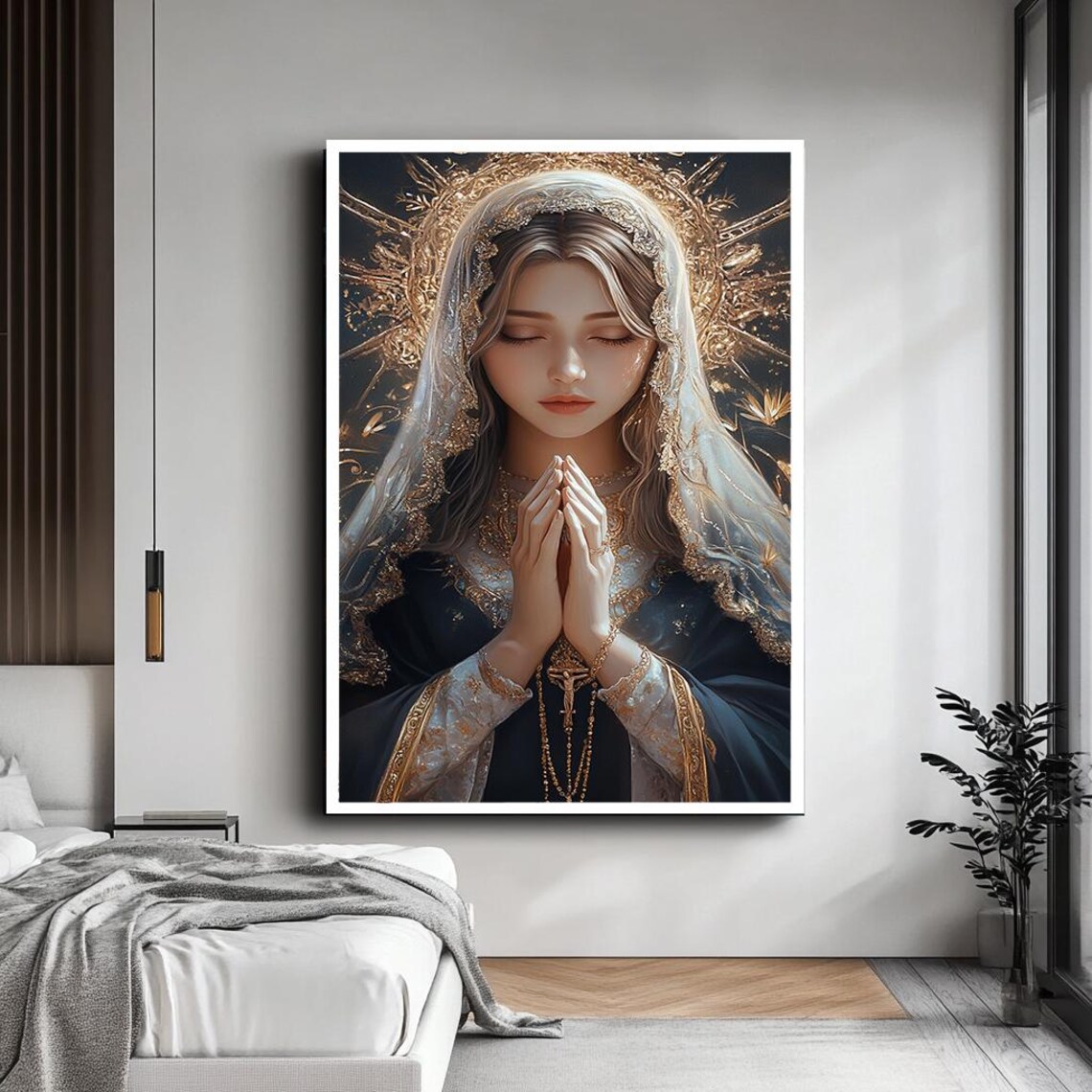 Virgin Mary Print, Elegant Religious Wall Art - Image 2