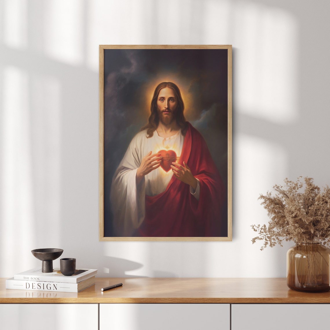 The Most Sacred Heart Of Jesus Oil Painting Jesus Wall Art Christian Wall Art Jesus Painting Wall Art Bible Verse - Image 2
