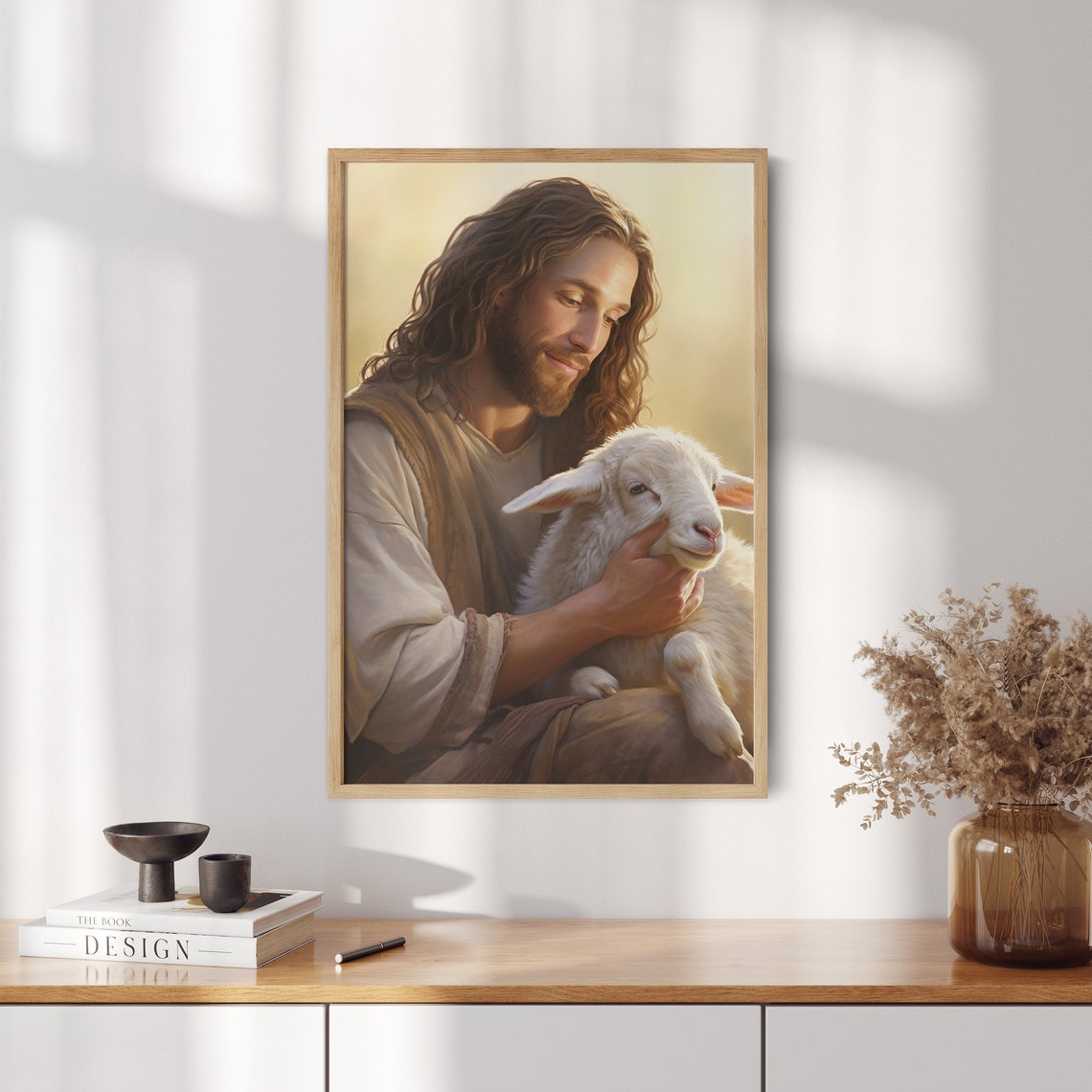 Oil Painting Of Jesus With A Lamb Jesus Wall Art Christian Wall Art Jesus Painting Wall Art Jesus Print Bible Verse - Image 2