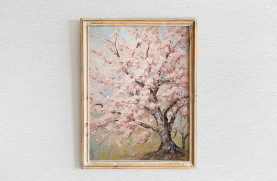 Eternal Sakura Oil Painting Of Blossoming Tree Poster Wall Art Sakura Painting Spring Wall Art
