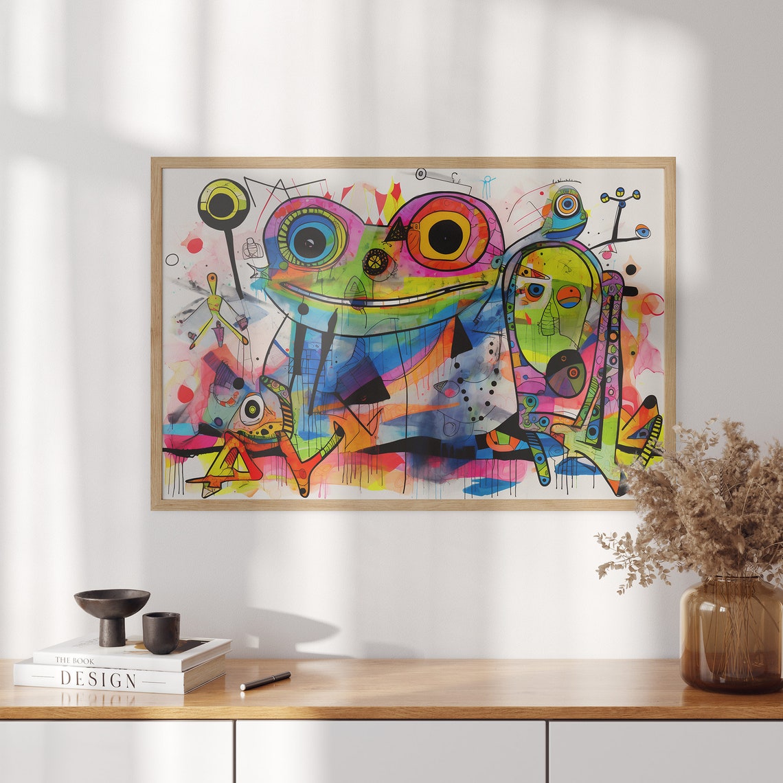 Playful Colorful Abstract Frog Painting Whimsical Modern Art Poster - Image 3