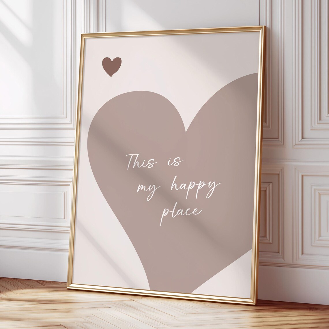 This Is My Happy Place Heart Beige Typography Love Quote Poster