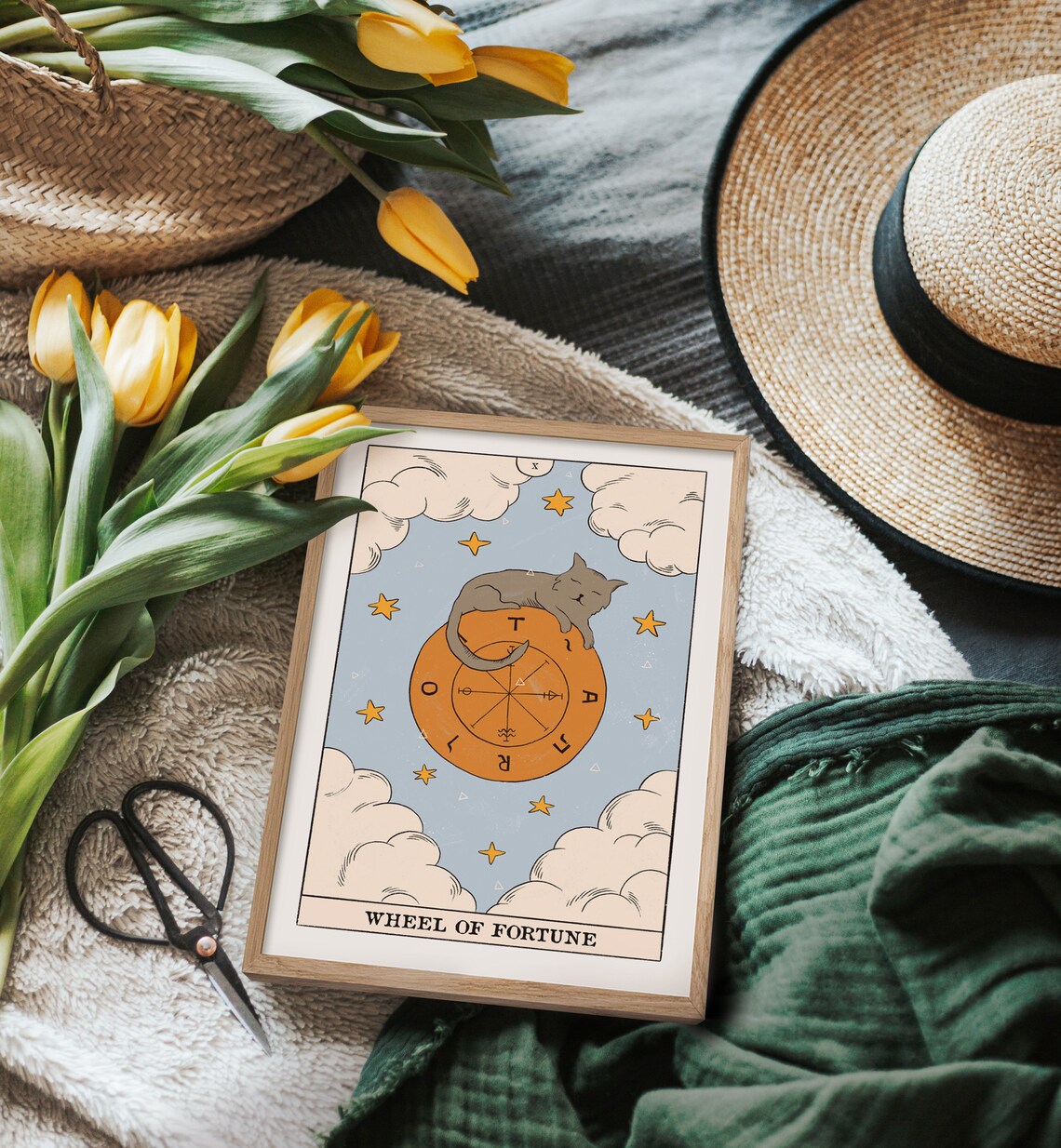 Cute Cat Tarot Wheel Of Fortune Art Print - Image 2
