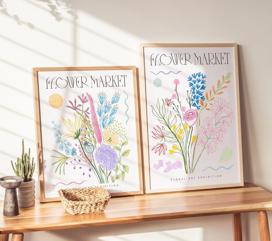 Flower Market Exhibition Floral Bouquet Colorful Wildflower Art Print - Image 2