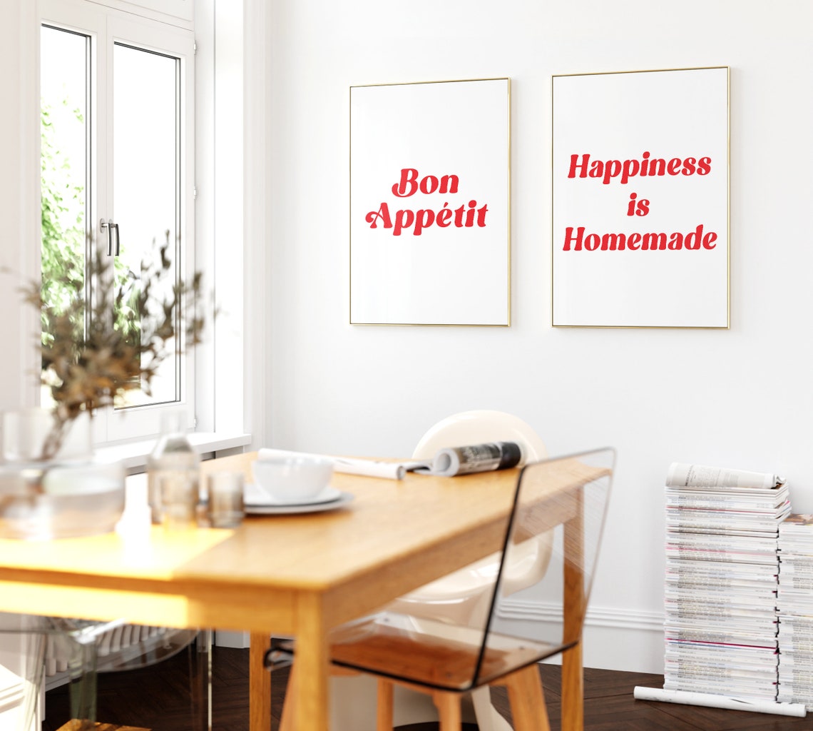 Happiness is Homemade Red Typography Minimalist Kitchen Quote Poster - Image 3
