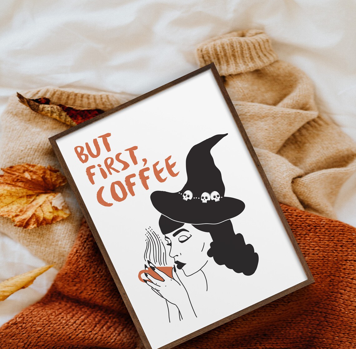 Halloween Witchy Coffee Quote Poster Print - Image 4