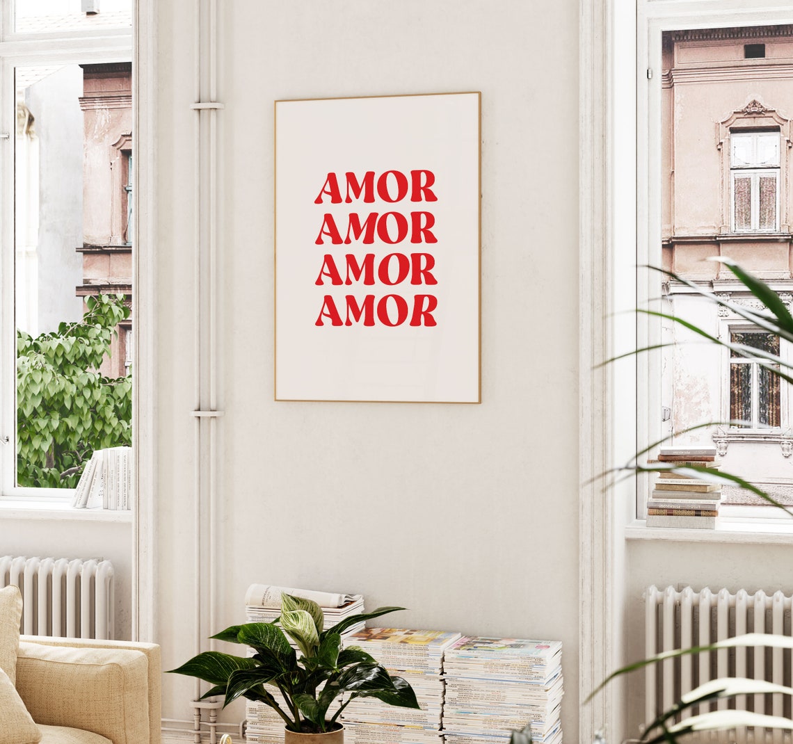 Amor Love Red Typography Minimalist Spanish Home Decor Poster - Image 3