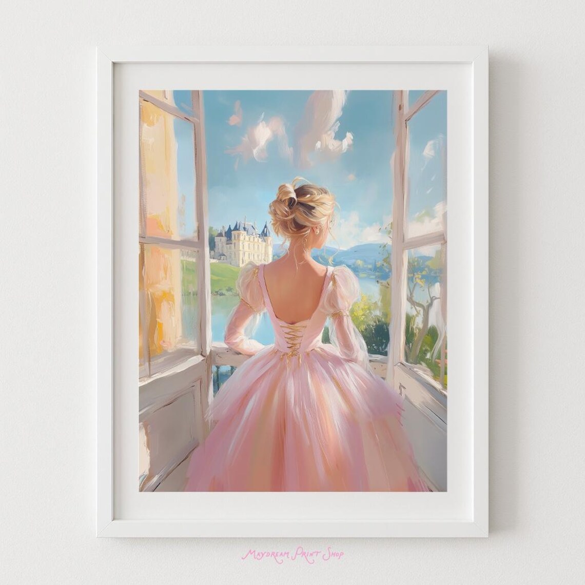 Princess Art Girly Decor Elegant Pink Dress Art Print