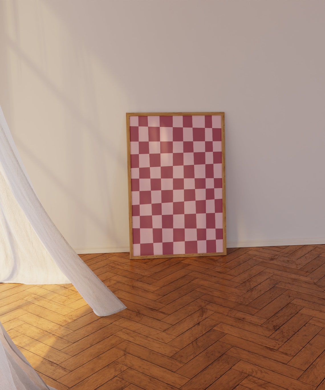 Raspberry Pink Checkerboard Fun Bold Retro Pattern Art Poster - Image 3