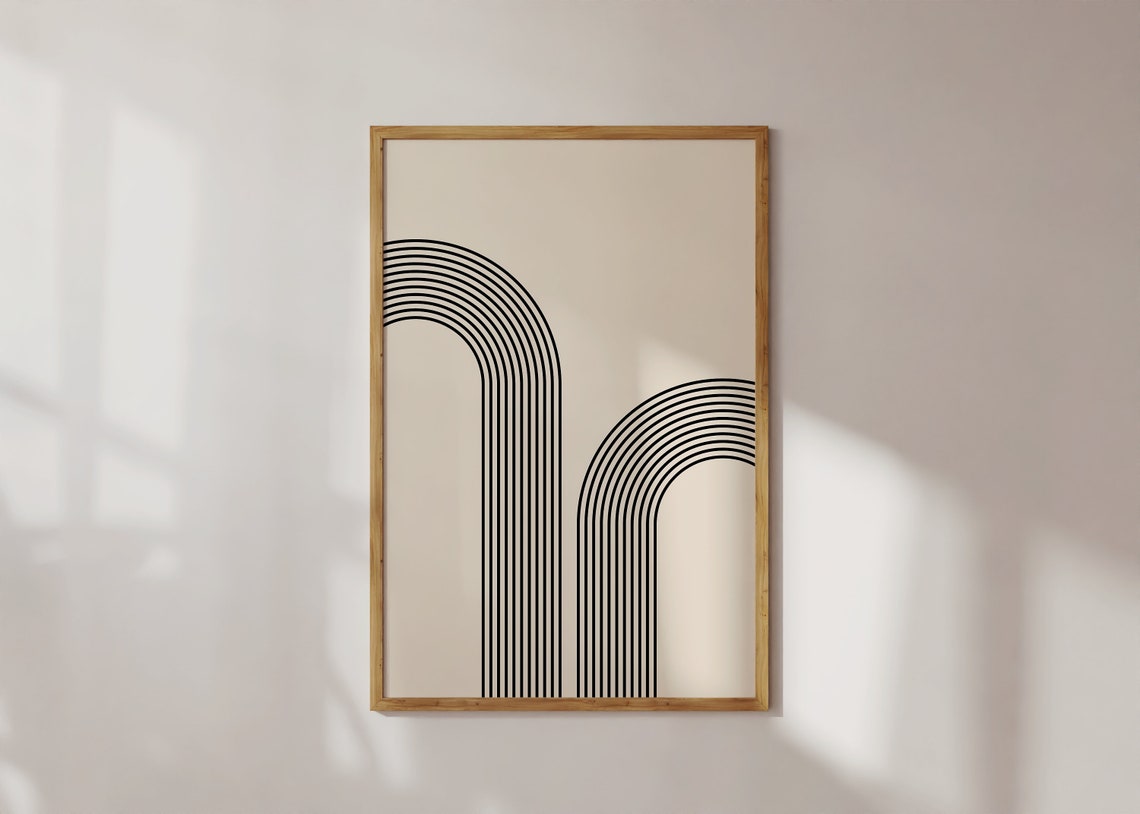 Black Line Double Arch Minimalist Geometric Calm Decor Poster
