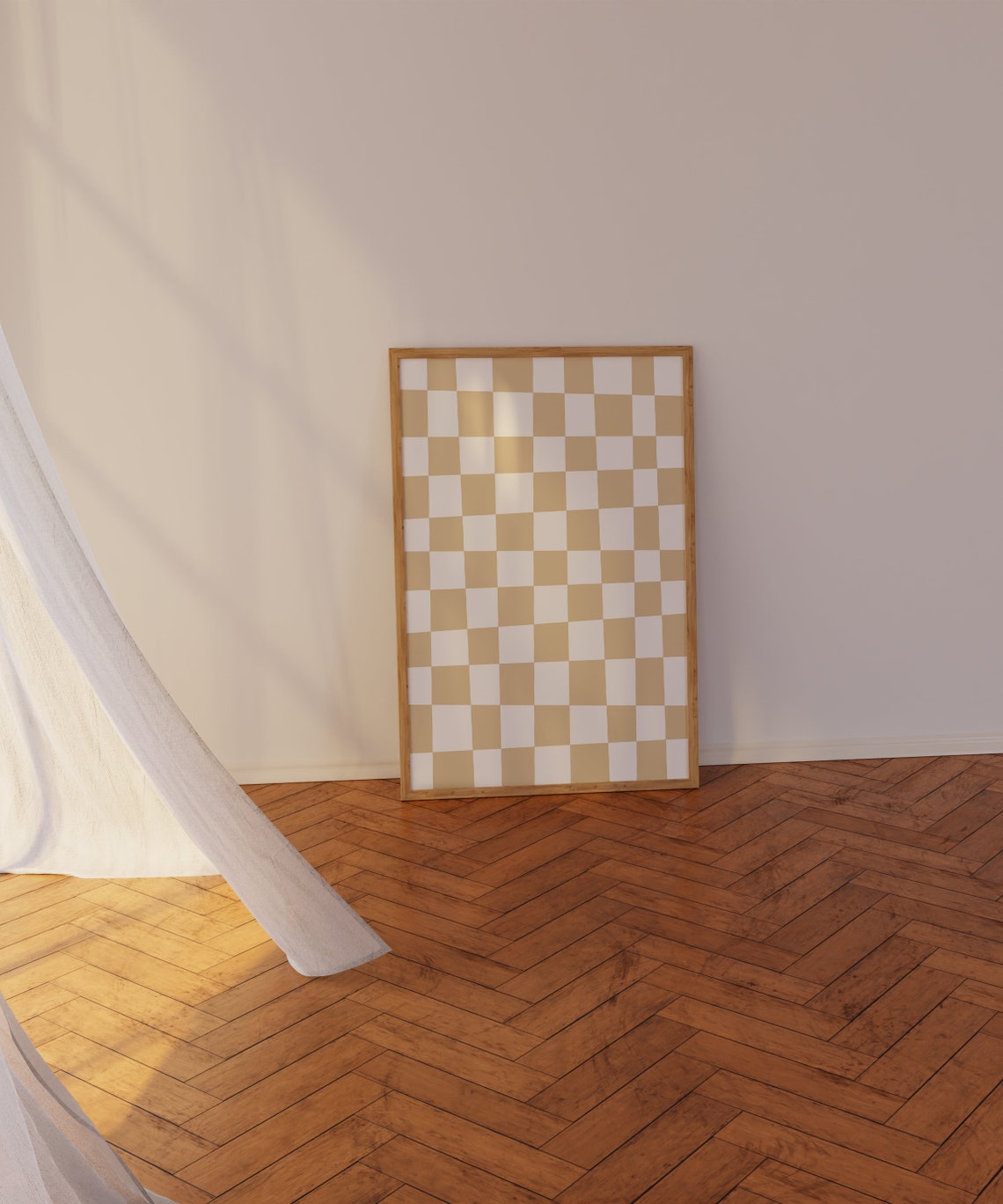 Beige White Checkerboard Soft Neutral Minimalist Modern Poster