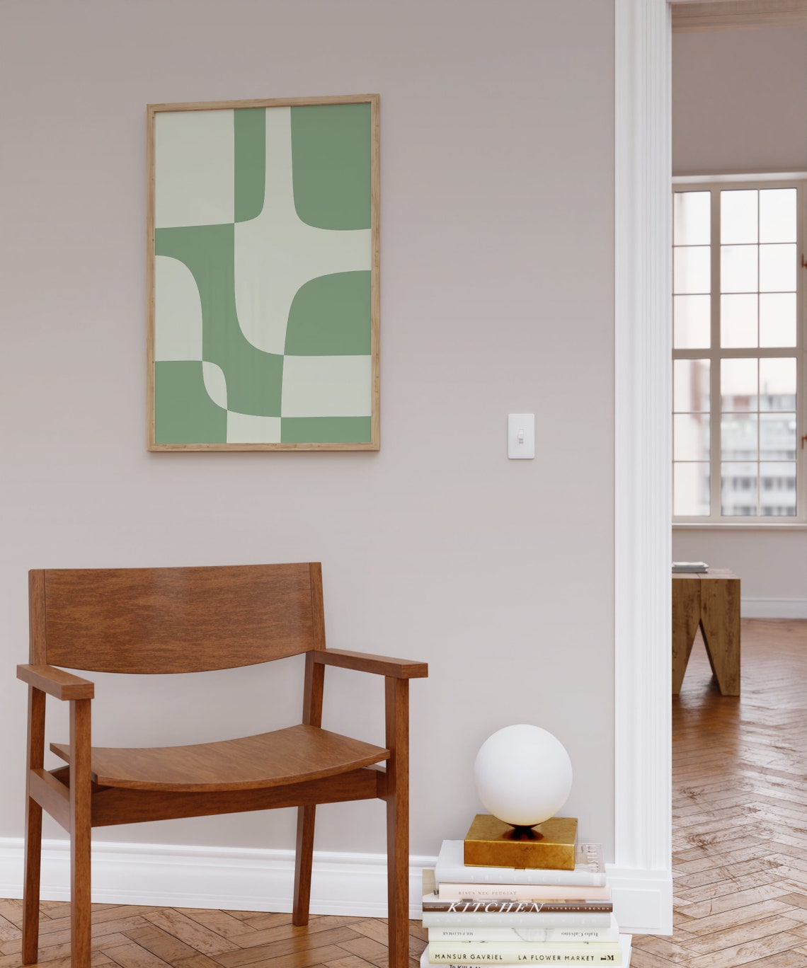 Sage Green Geometric Blocks Abstract Fresh Japandi Style Poster - Image 4