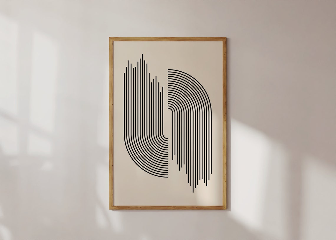 Minimalist Black Line Arch Geometric Japandi Zen Monochrome Poster