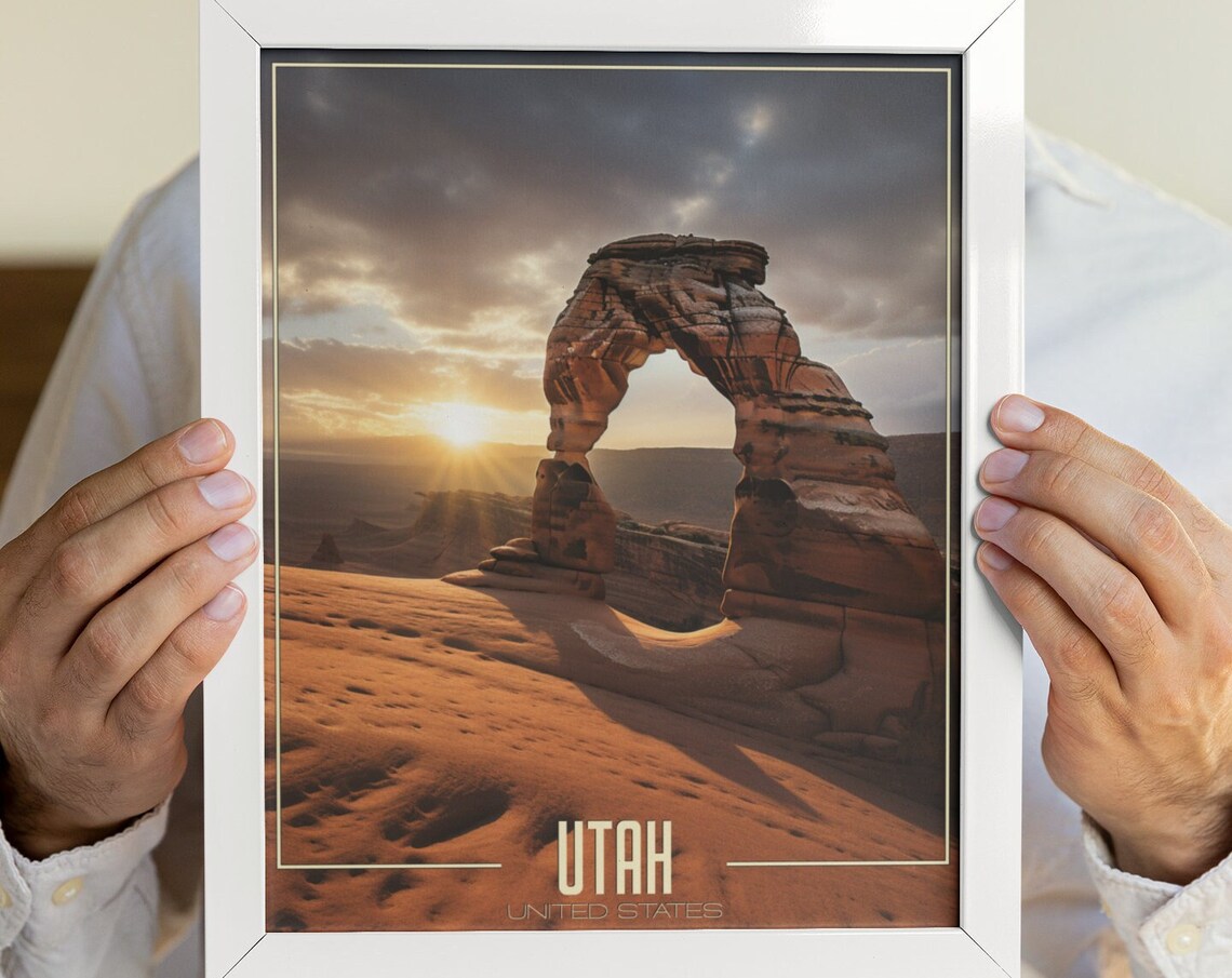 Utah Delicate Arch Sunset Arches National Park Travel Poster