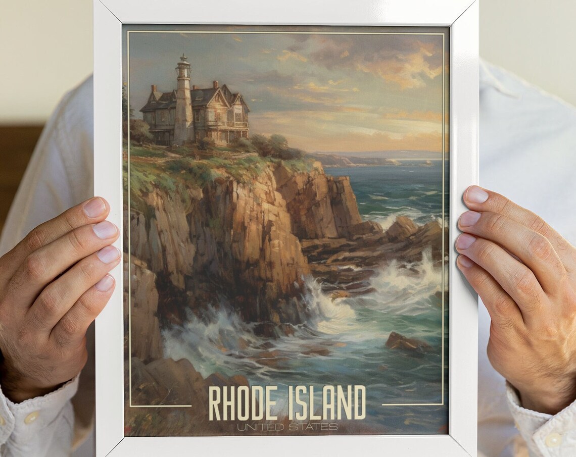 Rhode Island New Port Png Travel Poster Decor Rhode Island Png Us State Realistic Travel Poster Art Png Us Wall Prints