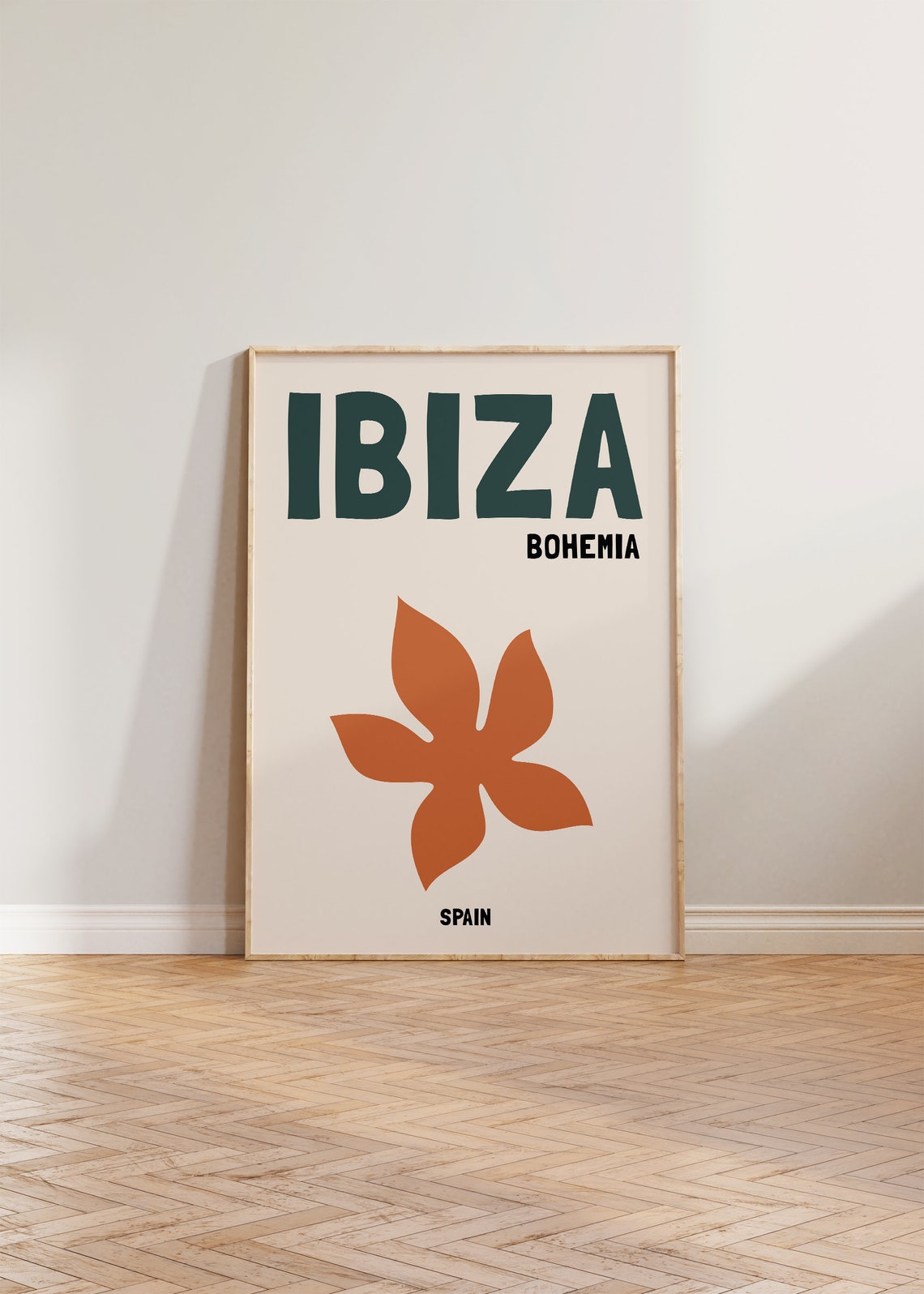 Ibiza Bohemia Spain Travel Print Neutral Minimalist Floral Decor