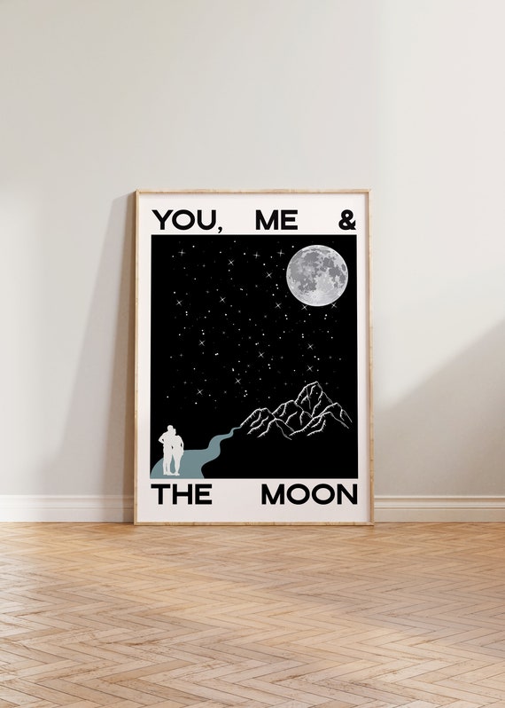 Moon Print, Bold Typography Couple Wall Art