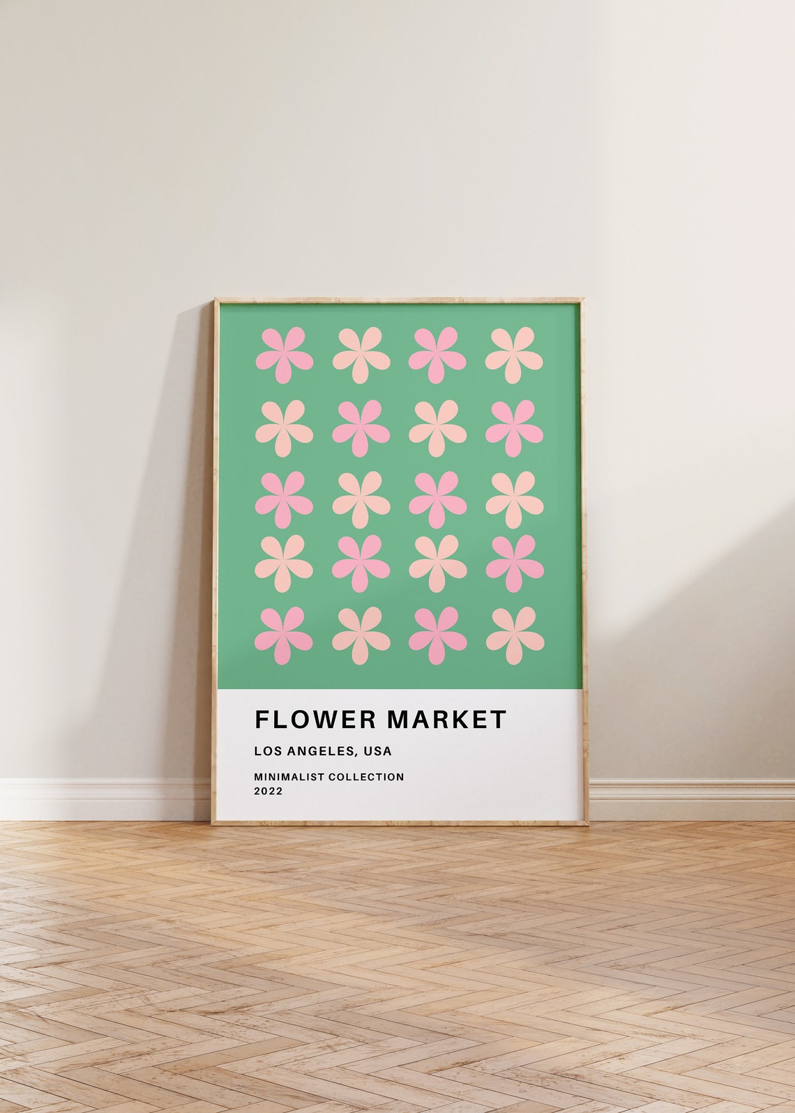 Flower Market Los Angeles Pink Floral Minimalist Botanical Art Poster