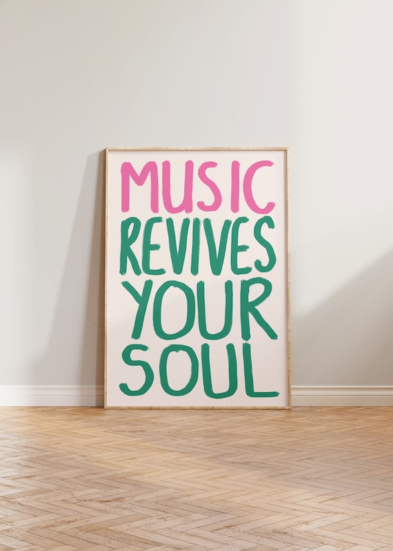 Music Print Poster, Handwritten Typography Decor