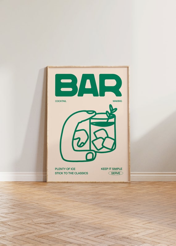 Bar Print, Kitchen Cocktail Illustration Poster