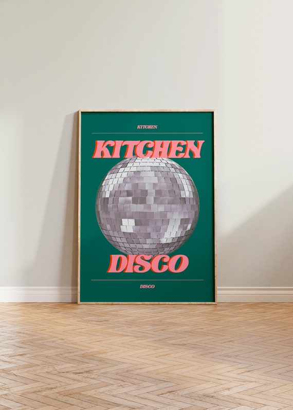 Kitchen Disco Poster, Retro Typography Art Print