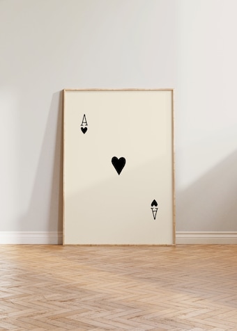 Ace Of Hearts Poster Print, Eclectic Neutral Decor