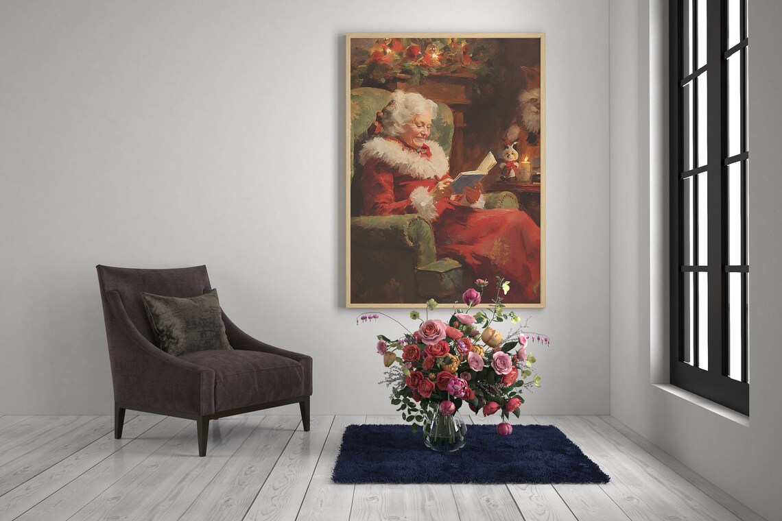 Vintage Style Christmas Print, Mrs Claus Art - Image 3