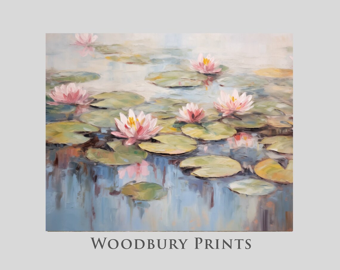 Soft Pink Water Lilies Floating On A Tranquil Garden Pond Poster