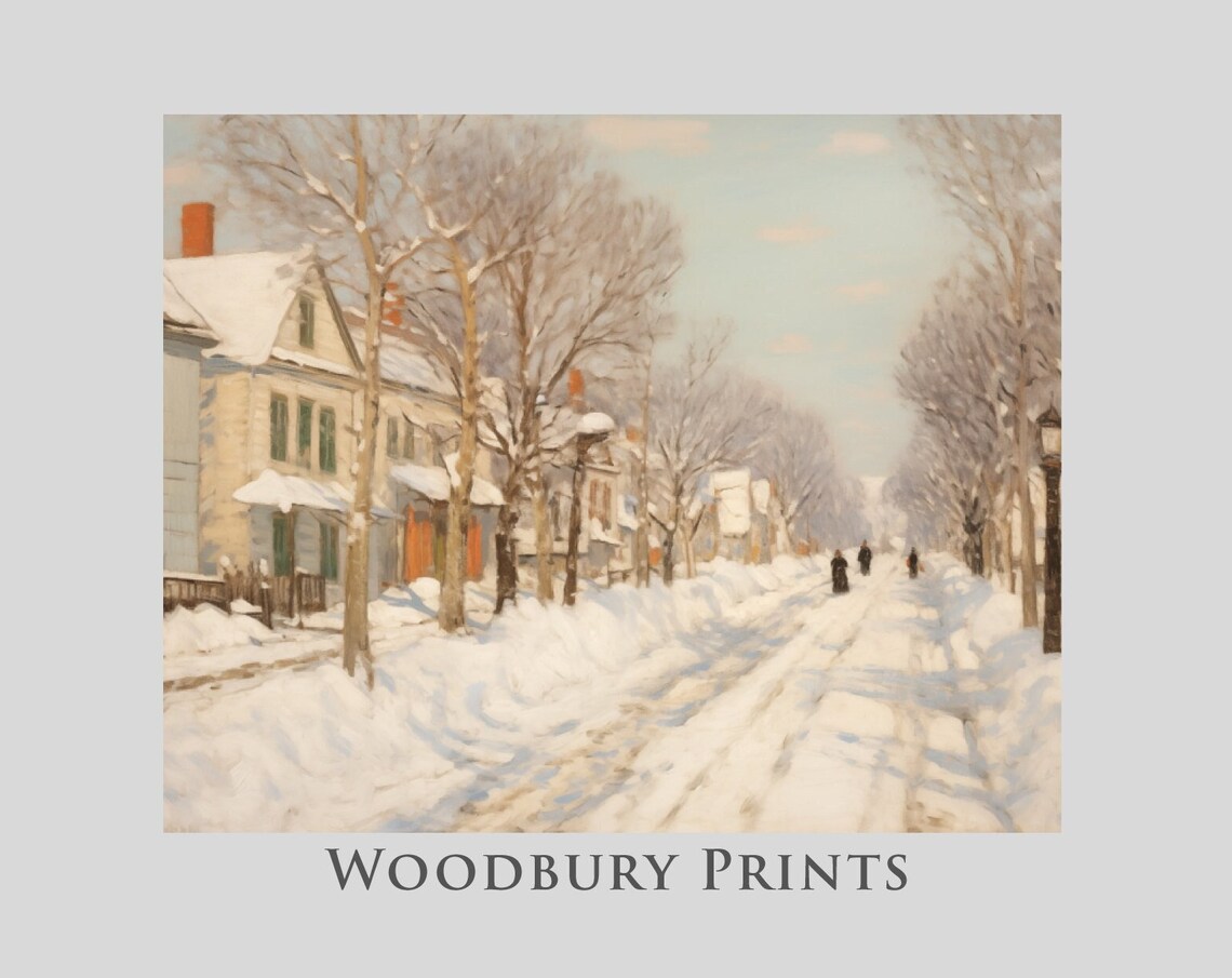 Snowy Neighborhood Street After a Winter Blizzard Scene Poster