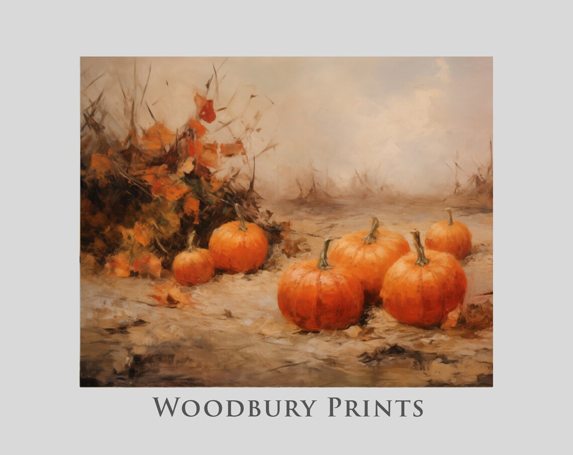 Ripe Pumpkins Resting In A Misty Autumn Field Still Life Poster
