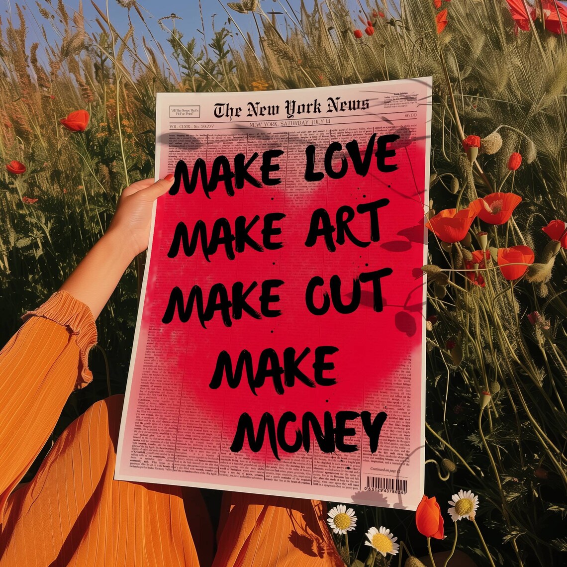 Make Love Make Art Retro Quote Poster - Image 4