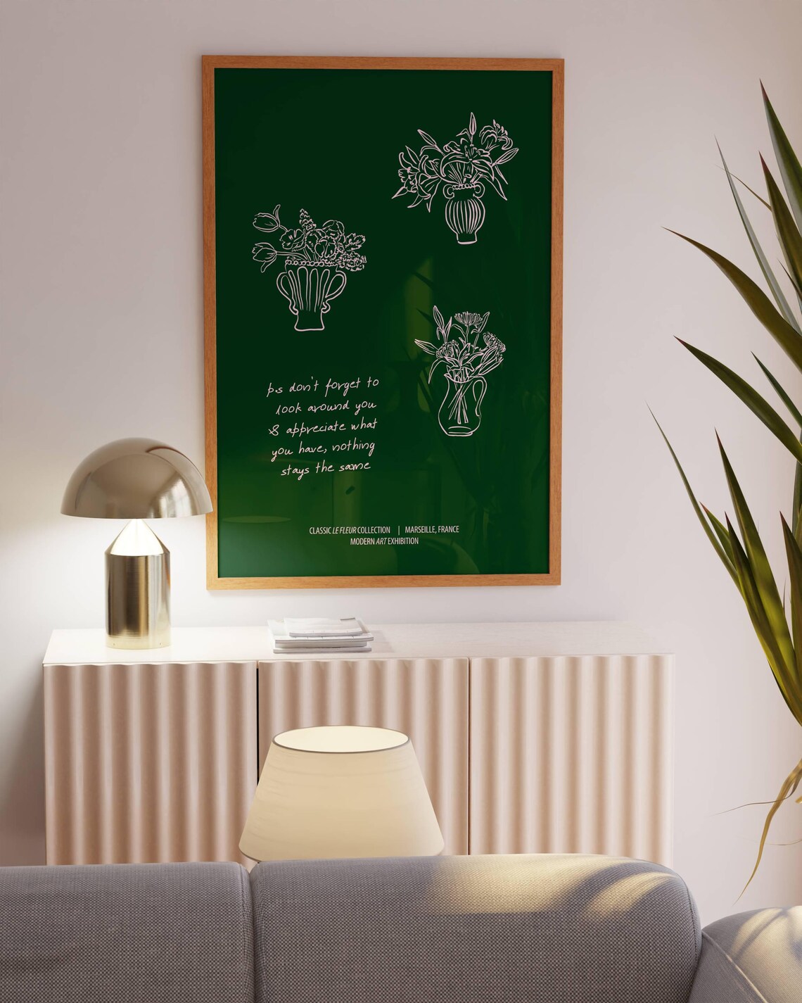 Appreciate What You Have White Floral Dark Green Quote Poster - Image 2