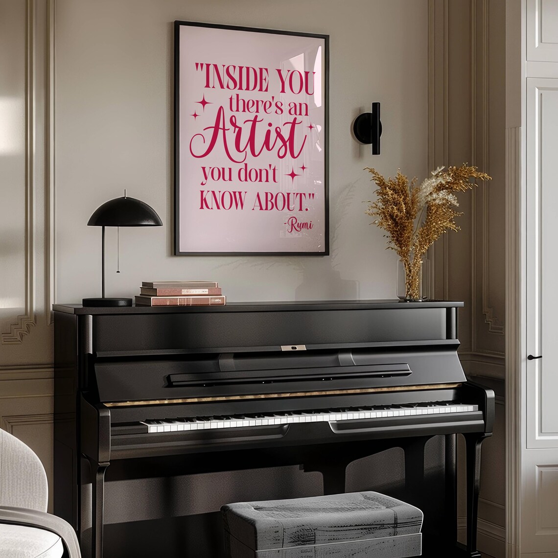 Inside You There Is An Artist Rumi Quote Pink Inspirational Poster Decor - Image 3