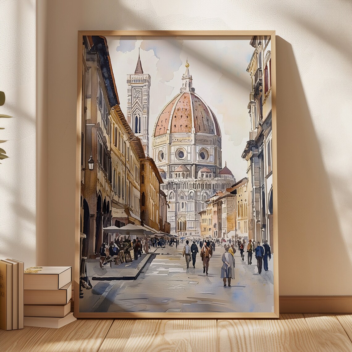 Florence Duomo Watercolor Travel Poster, Tuscany - Image 3