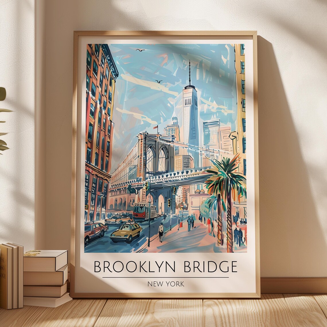 Brooklyn Bridge New York One World Trade Center Sunny Poster