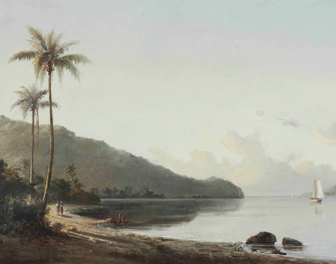 Vintage Tropical Beach Landscape Art Print - Image 3