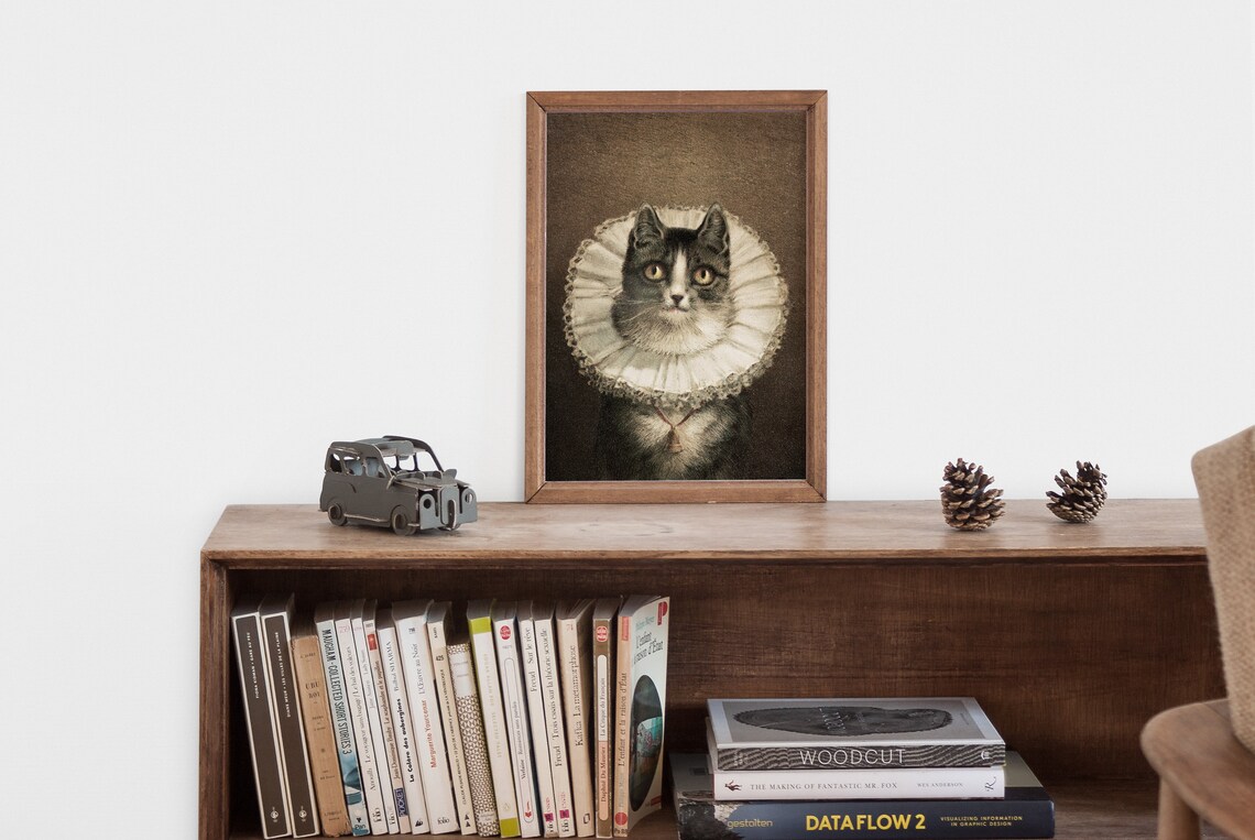 Vintage Cat Painting, Boho Halloween Wall Art - Image 2
