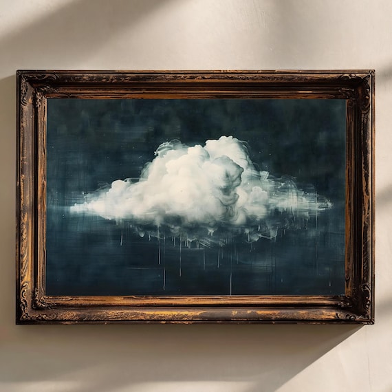 Moody Rain Cloud Art Print, Dark Academia Gothic